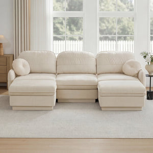 English Elm 105" Chenille Cloud Sofa Deep Seat Three Seater with Quilted Back for Living Room W714S01752