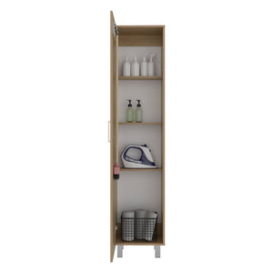 English Elm Natural Finish Slim Tall Cabinet with Fixed Shelves for Laundry and Utility Rooms Oak B062P476865