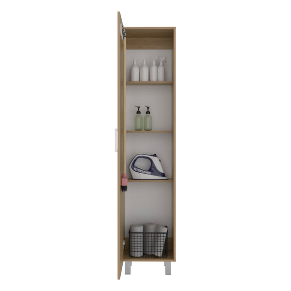 English Elm Natural Finish Slim Tall Cabinet with Fixed Shelves for Laundry and Utility Rooms Oak B062P476865