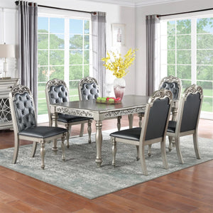 English Elm Set of 2 Polyfiber Upholstered Dining Chairs with Tufted Cushioned Back and Solid Wood Frame, Durable Comfort Silver B016P226039