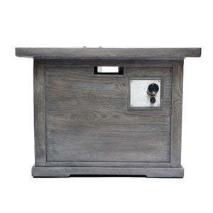 English Elm Christopher Knight Home® - Outdoor Patio 24" H x 32" W Square MgO Fire Pit Table with 40,000 BTU, Wood-Pattern Finish, Built-In Tank Storage and Durable Powder-Coated Construction Grey 61907.00GRY-40K