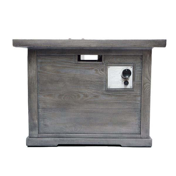 English Elm Christopher Knight Home® - Outdoor Patio 24" H x 32" W Square MgO Fire Pit Table with 40,000 BTU, Wood-Pattern Finish, Built-In Tank Storage and Durable Powder-Coated Construction Grey 61907.00GRY-40K