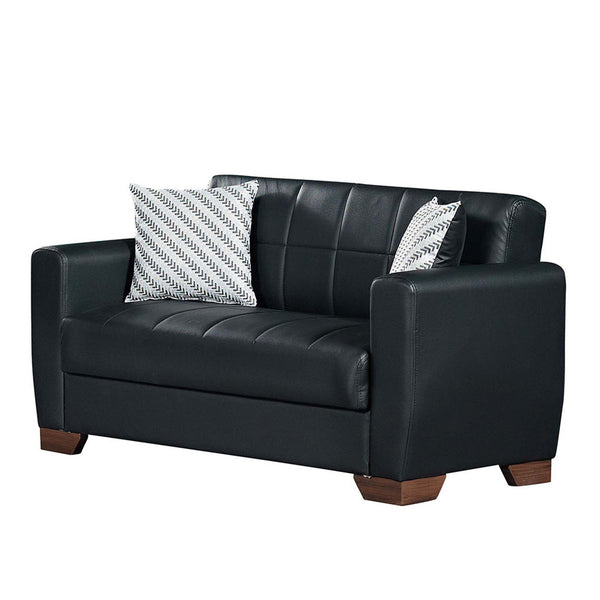 English Elm PrimeNest Nexaro Collection Upholstered Convertible Loveseat with Storage, PU Leather Sleeper Sofa Black PU B030P281700