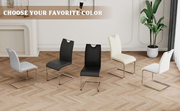 English Elm Modern Faux Leather Dining Side Chairs with Chrome Legs Ergonomic Set of 2 W210127291