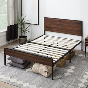 English Elm Edenbrook Carson King Platform Bed Frame in White Oak & Metal — Adjustable Base Ready, 800 lb Capacity B350P394810