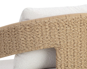 Sunpan Pylos Dining Armchair - Stylish Outdoor Seating with Durable Wicker and Soft Performance Fabric Cushion Natural / Louis Cream