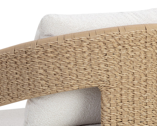 Sunpan Pylos Dining Armchair - Stylish Outdoor Seating with Durable Wicker and Soft Performance Fabric Cushion Natural / Louis Cream