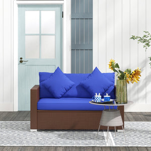 English Elm Outsunny Stylish 2-Seat Wicker Loveseat With Cushions & Throw Pillows For Outdoor Comfort & Durability W2225P217677-GIGA
