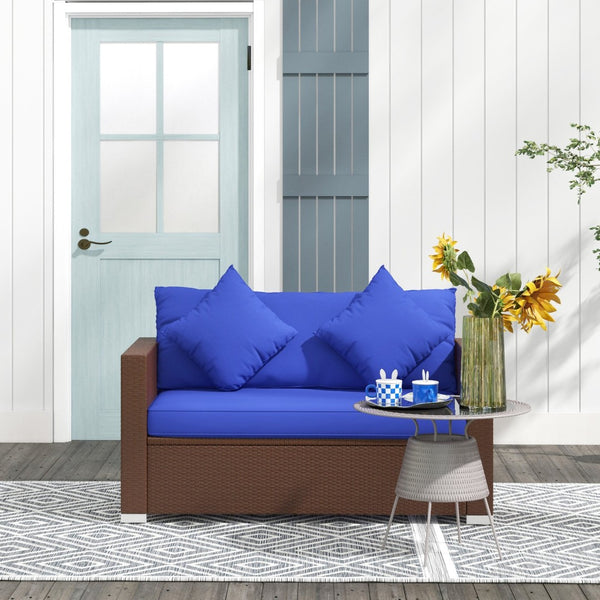 English Elm Outsunny Stylish 2-Seat Wicker Loveseat With Cushions & Throw Pillows For Outdoor Comfort & Durability W2225P217677-GIGA