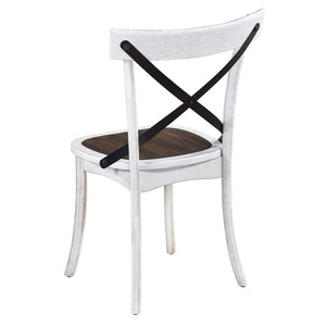 English Elm [Set Of 2] Rustic Farmhouse Dining Chairs With Metal X-Back, Solid Wood, Vintage Style For Any Space W2537P211113-GIGA