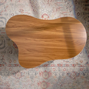English Elm Cloud Modern Cloud Coffee Table with Irregular Shape, Durable MDF, Easy Assembly, Sleek Black-Wood Finish W3081P352098