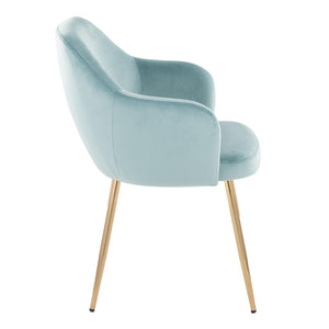 English Elm Dining Chair Set of 2 Plush Velvet Seat Gold Tapered Legs Glam Contemporary Style Light Blue B202P471286