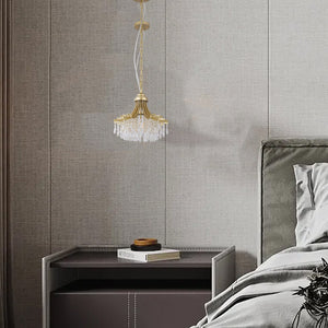 English Elm 11.75" Matte Gold Fan-Shape Pendant Light with Cascading Crystal-Inspired Glass Beads, Elegant Accent B072P220165