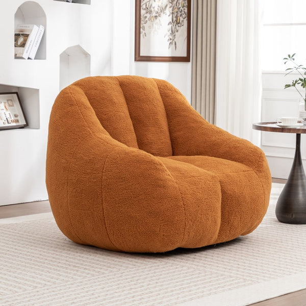 English Elm Bean Bag Chair Oversized Faux Fur Memory Foam Lounge Seat for Dorm or Living Room Yellow W2200P302136