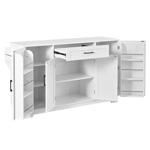 English Elm U_style Contemporary Buffet Cabinet Melamine Mdf Dining Room Storage with Adjustable Shelves White N711P437643K