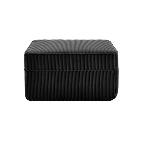 English Elm Martha Corduroy Cloud Ottoman Plush Foam Seating for Modular Living Room Setups Black W3041P353173