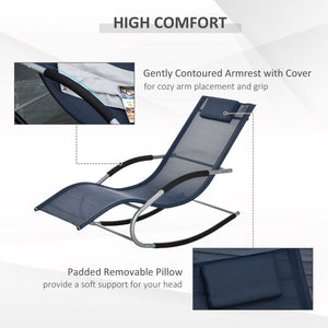 English Elm Outsunny Zero Gravity Rocking Chair - Durable Lounge Recliner With Detachable Pillow For Outdoor Relaxation W2225P200769-GIGA