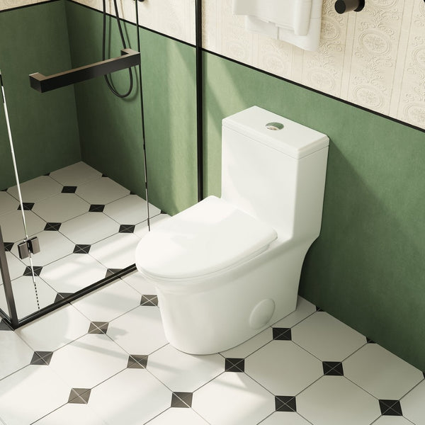 English Elm 1.1/1.6 Gpf Ceramic One Piece Toilet Skirted Comfort Height Dual Flush Soft Close B2724P246931