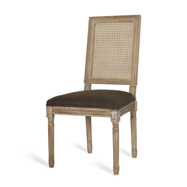 English Elm [set of 2] French Provincial Rubberwood Dining Chairs with Cane Back and Fluted Legs Brown N767P375346W