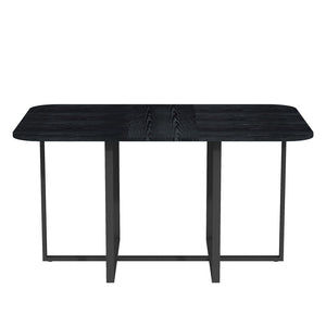 English Elm Multi-functional Dining Work Table Two-tone Mdf Top Metal Base for Modern Compact Spaces Black W3875P386951