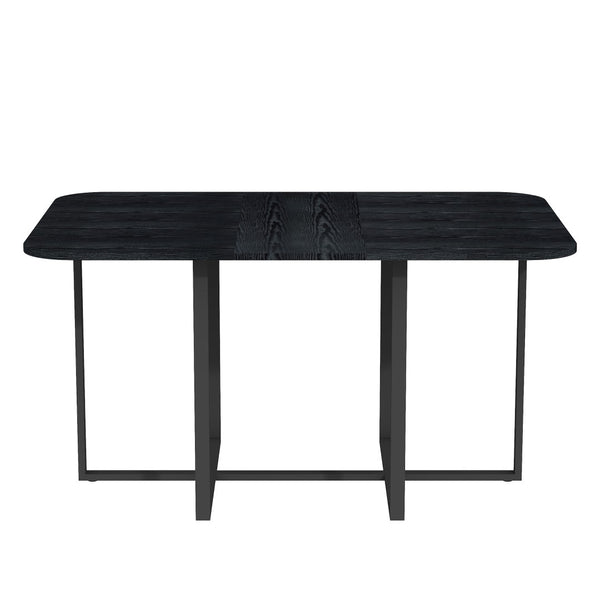 English Elm Multi-functional Dining Work Table Two-tone Mdf Top Metal Base for Modern Compact Spaces Black W3875P386951