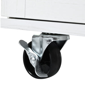 English Elm K&K 54.5" Farmhouse Kitchen Island with Drop Leaf, Built-In Power Station, Rolling Storage Cart White N707P170349W