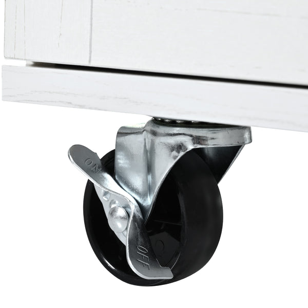 English Elm K&K 54.5" Farmhouse Kitchen Island with Drop Leaf, Built-In Power Station, Rolling Storage Cart White N707P170349W