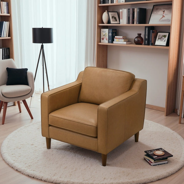English Elm Darien Genuine Leather Swivel Lounge Chair with Tailored Stitching for Modern Interiors B183P423286