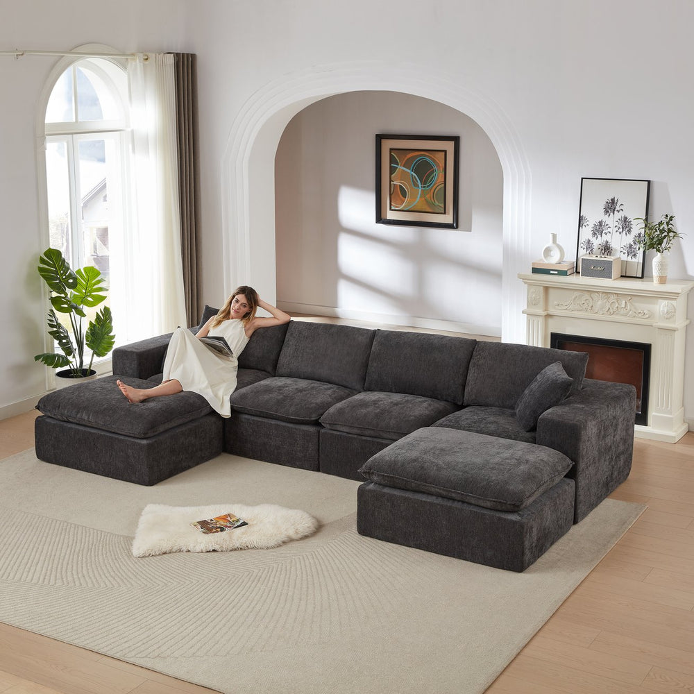 English Elm Modern Chenille Cloud Sofa - Versatile, Comfortable Seating For Stylish Homes, Offices & Apartments W3396S00053