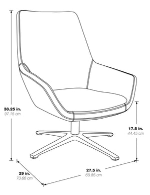 OSP Home Furnishings Modern Scoop Ergonomic Office Chair Faux Leather Swivel Seat with Aluminum Base Stratus FL80228AL-R103