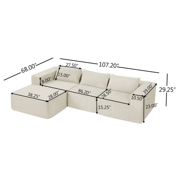 English Elm Christopher Knight Home® - 107" Compressed Sectional Sofas In Elegant Khaki - Modular Design, Cloud-Like Comfort & Durability! N771P346765V_N771P346766V