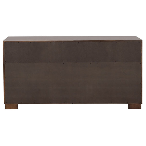 English Elm Piero Wire-brushed Oak Veneer Queen Bedroom Set with Louvered Panels Coastal Style B062S00738