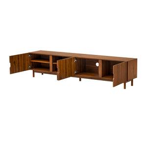 English Elm 87- Inch Rattan Media Console with Rubberwood Legs Four Cabinets Living Room N710P407809P