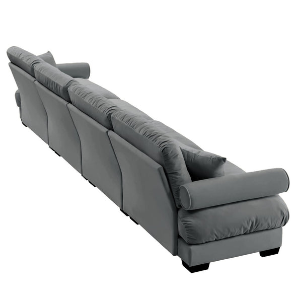 English Elm Super Comfort Oversized Modular Velvet Sectional Sofa – Luxurious Cloud-Like Seating With Arm Support W714S01128-GIGA