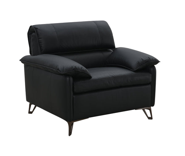 English Elm Eilene Oversized Black Top Grain Leather Chair – Plush Feather-Down Cushions, KD Aluminum Legs Elegance B2726P247228