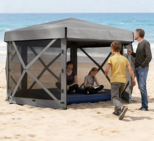 English Elm Tent Hexagonal Pop up Gazebo Oxford Canopy with Mesh Walls Seats up to 12 Outdoors T3971P426949
