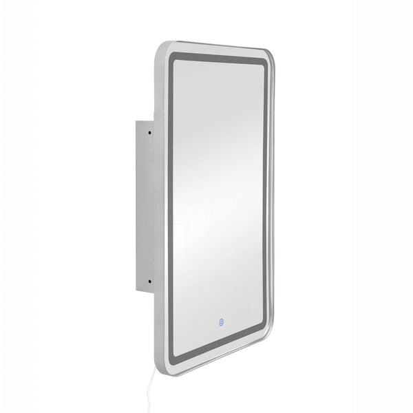 English Elm Rectangle LED Medicine Cabinet Mirror with Soft Touch Light, Magnetic Accessories, Tempered Shelves, Wall-Mounted Storage Silver W688P210793