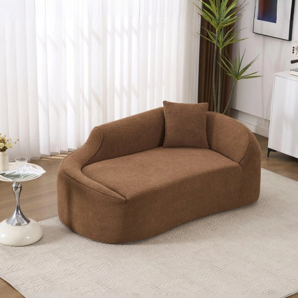 English Elm Ly-048 Sculpted Chenille Chaise Lounge Convertible Sleeper Sofa for Modern Living Spaces Caramel W2231P401723