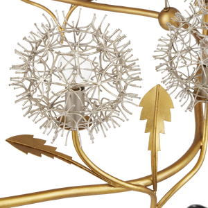 Dandelion Chandelier: Elegant Silver & Gold Wrought Iron Design Inspired by Nature's Beauty