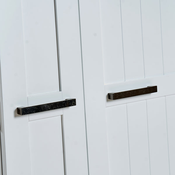 English Elm Kitchen Pantry Storage Cabinet White - Freestanding MDF Pantry with 5 Adjustable Shelves & Door Organizers, Compact 23.6"W x 15.75"D x 46.8"H W3417P315037