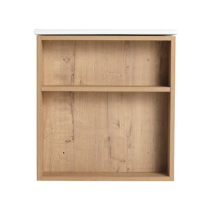 English Elm 30" Wall-Mount Bathroom Vanity With Ceramic Sink, Soft-Close Drawers & Configurable Side Shelf W999S00206