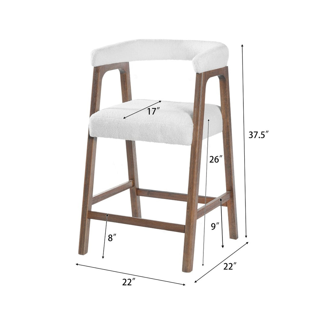 English Elm 24'' Upholstered Counter Stools with Arms Beige Set of 2 for Kitchen Island Walnut N780P354192D