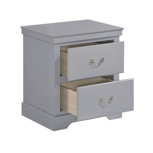 English Elm 1pc Classic Seabright Nightstand with Two Drawers, Satin Nickel Pulls, Versatile Painted Finish Gray 24.25 L x 18.25 W x 28.5 H B011P233734