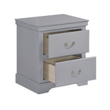 English Elm 1 Piece Classic Traditional 2 Drawers Nightstand Gray Finish Bedroom Furniture Wooden Bedside Table Cabinet