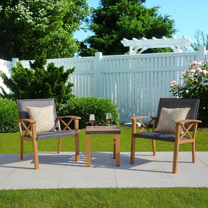 English Elm Patio 3 Piece Bistro Set Pe Wicker Aluminum Frame Outdoor Conversation with Cushions W1859P430252