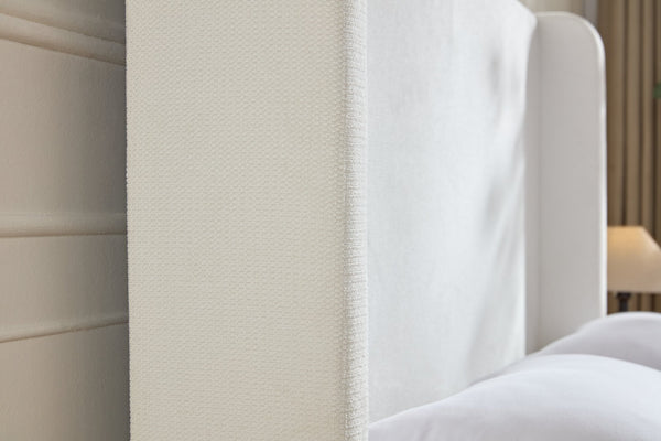 English Elm Harper Tall Upholstered Bed – 54" Headboard, Cream Chenille, Easy Assembly, No Box Spring Needed! B083P227886