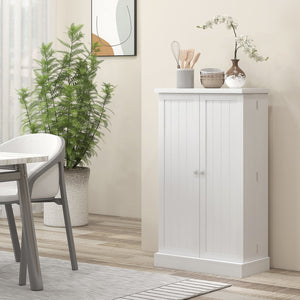 English Elm HOMCOM Freestanding Kitchen Pantry Cabinet with 5-Tier Shelves, 12 Door Racks, Anti-Tip Hardware, Compact Stylish Storage White W2225P200790