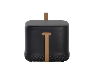 Sunpan Axio Ottoman - Stylish Square Faux Leather Design with Diamond Tufting for Modern Interiors Napa Black / Napa Cognac