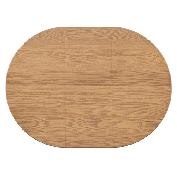 English Elm TREXM Retro Extendable Dining Set for 4 with 16" Leaf, Upholstered Chairs, Mid-Century Geometric Flair Natural ST000131AAD