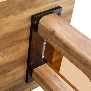 English Elm 64.5 Inch Stylish Wood-Textured Dining Table 64.5x35.4 MDF Top with Brown Glass Inlay, Modern Durable Design W1151S03541